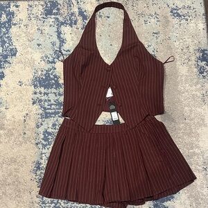 Striped Maroon Women’s 2pc set